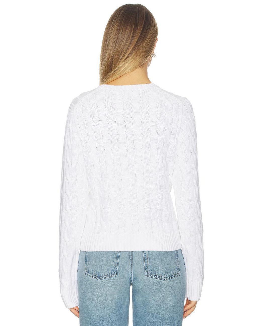 Polo Ralph Lauren White Cable-Knit Flag Sweater