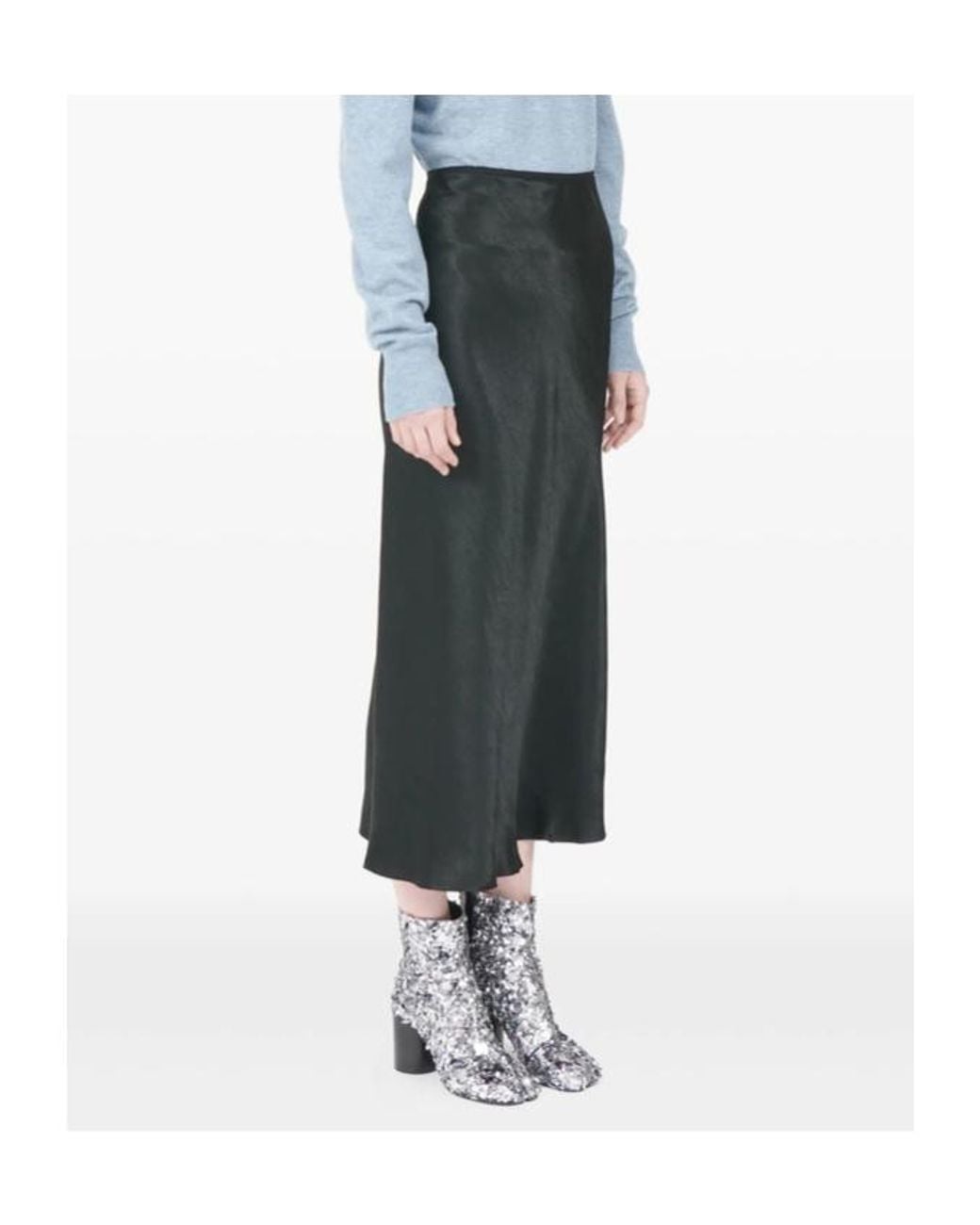 Maison Margiela Black Midi-Length Flared Hem Skirt
