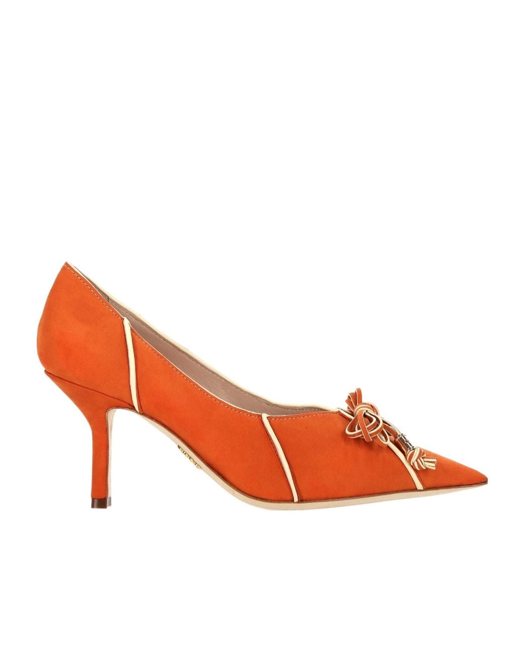 Rodo Orange Bow-Detail Piped Pumps