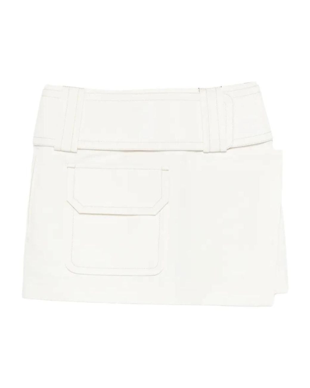 AMI White Pocket Mini Straight Skirt
