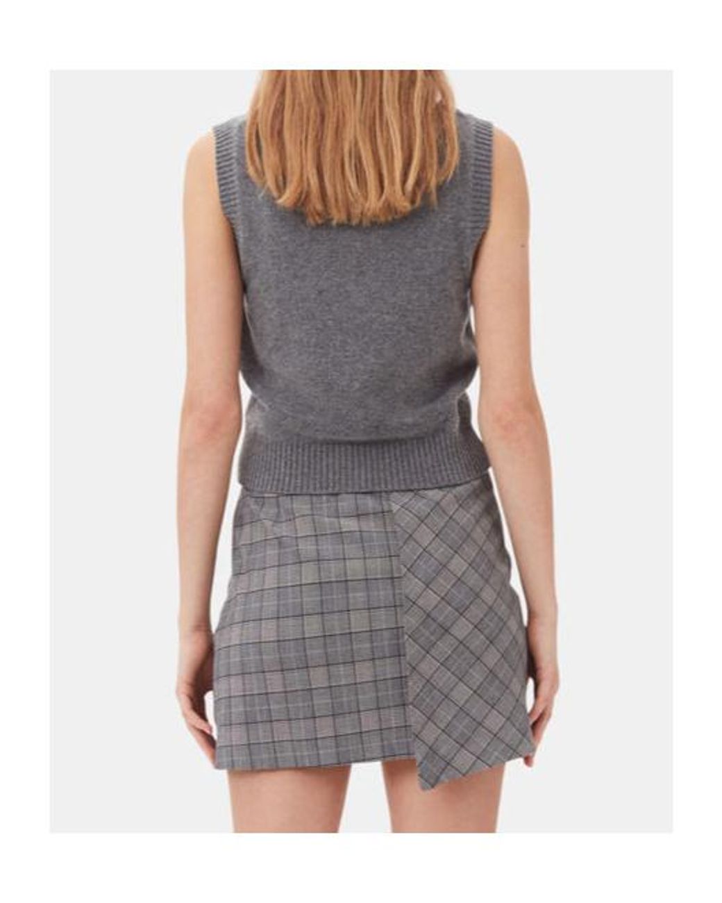 Ganni Gray Logo Intarsia Knitted Vest