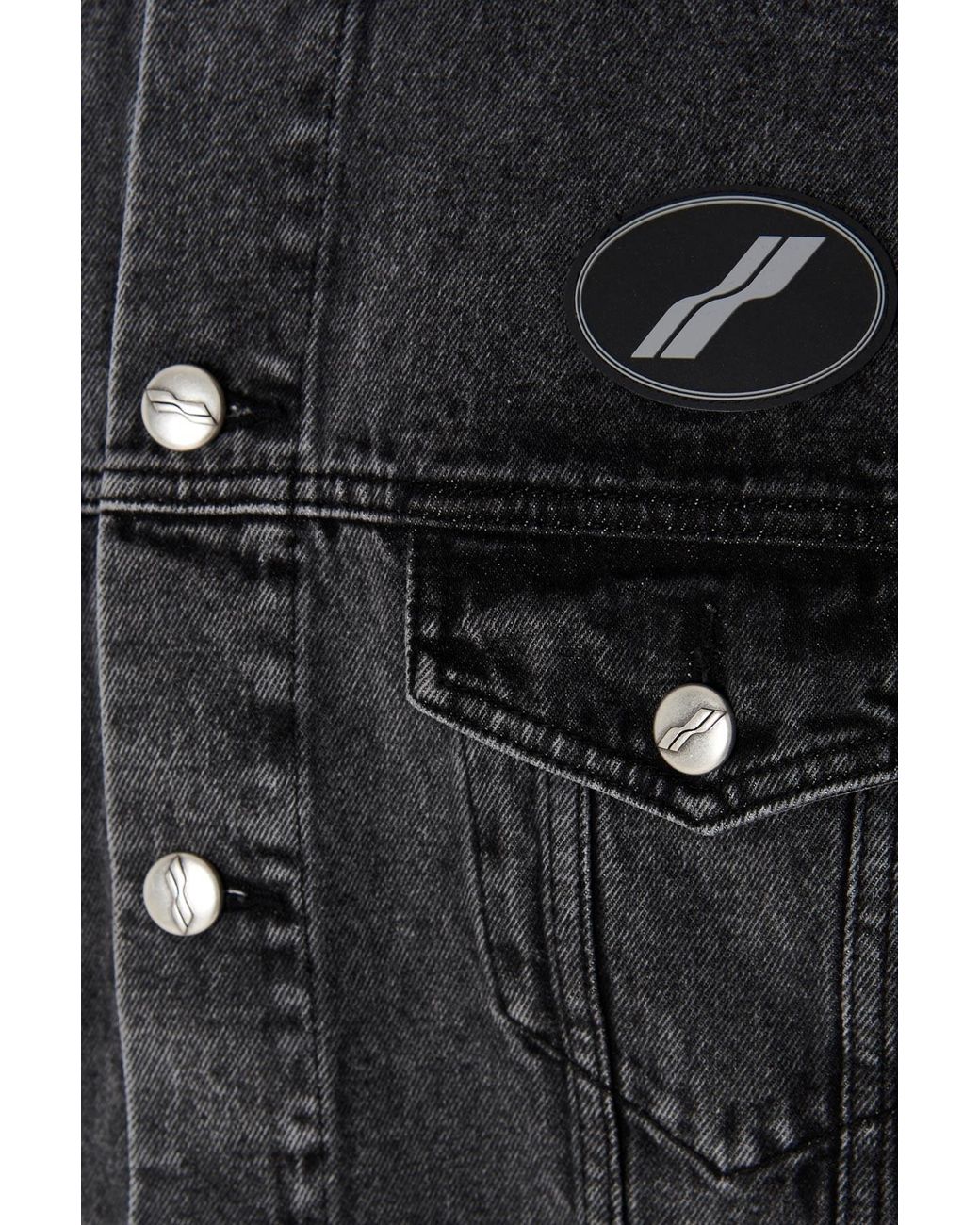 we11done Blue Logo Patch Faded Denim Jacket for men