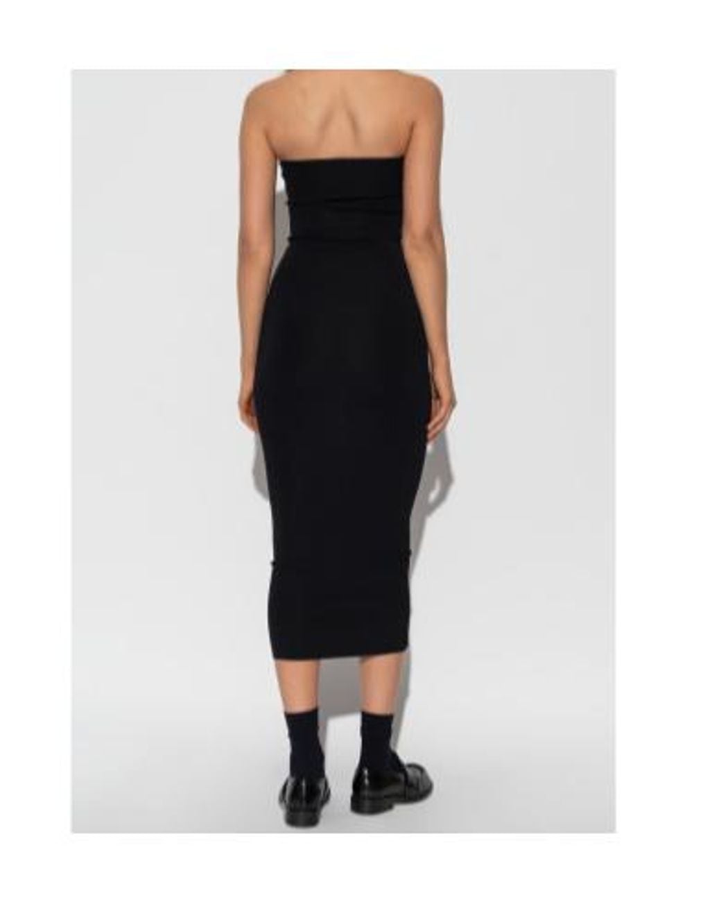 Entire studios Black Strapless Ribbed Midi Dress