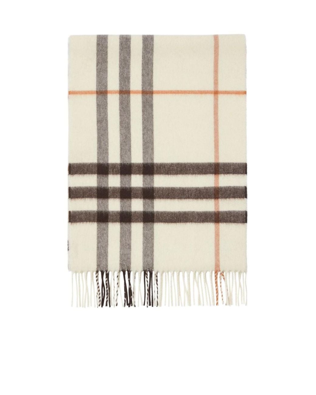 Burberry Natural Checked Fringed Scarf
