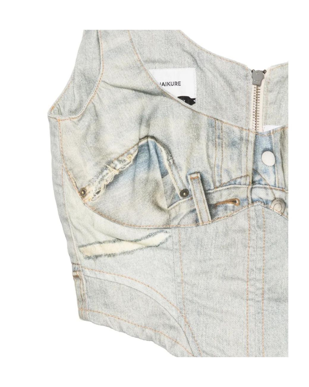 Haikure Gray Zip Bustier Top
