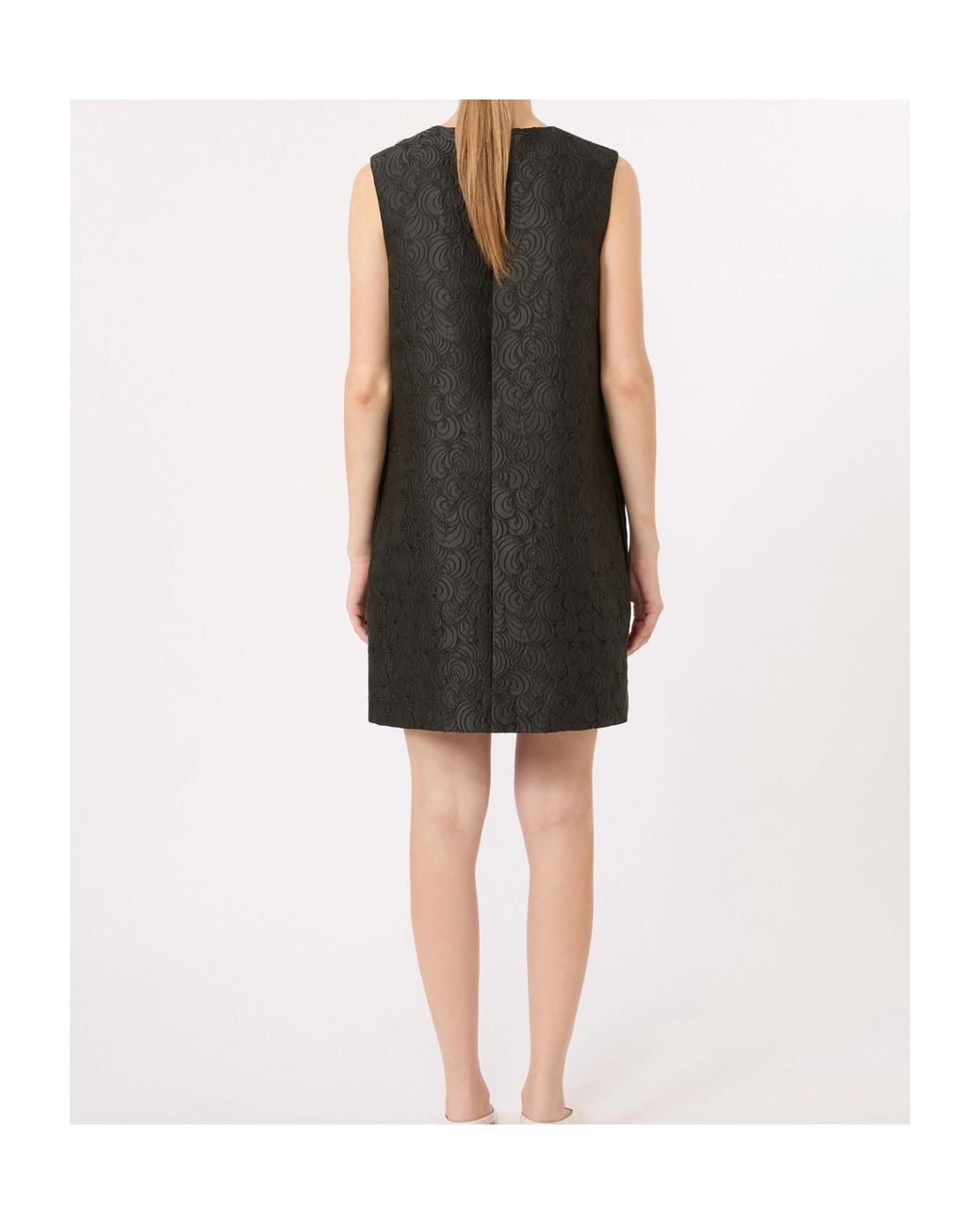 Max Mara Black 'S Stmvicolo Crewneck Poplin Mini Dress