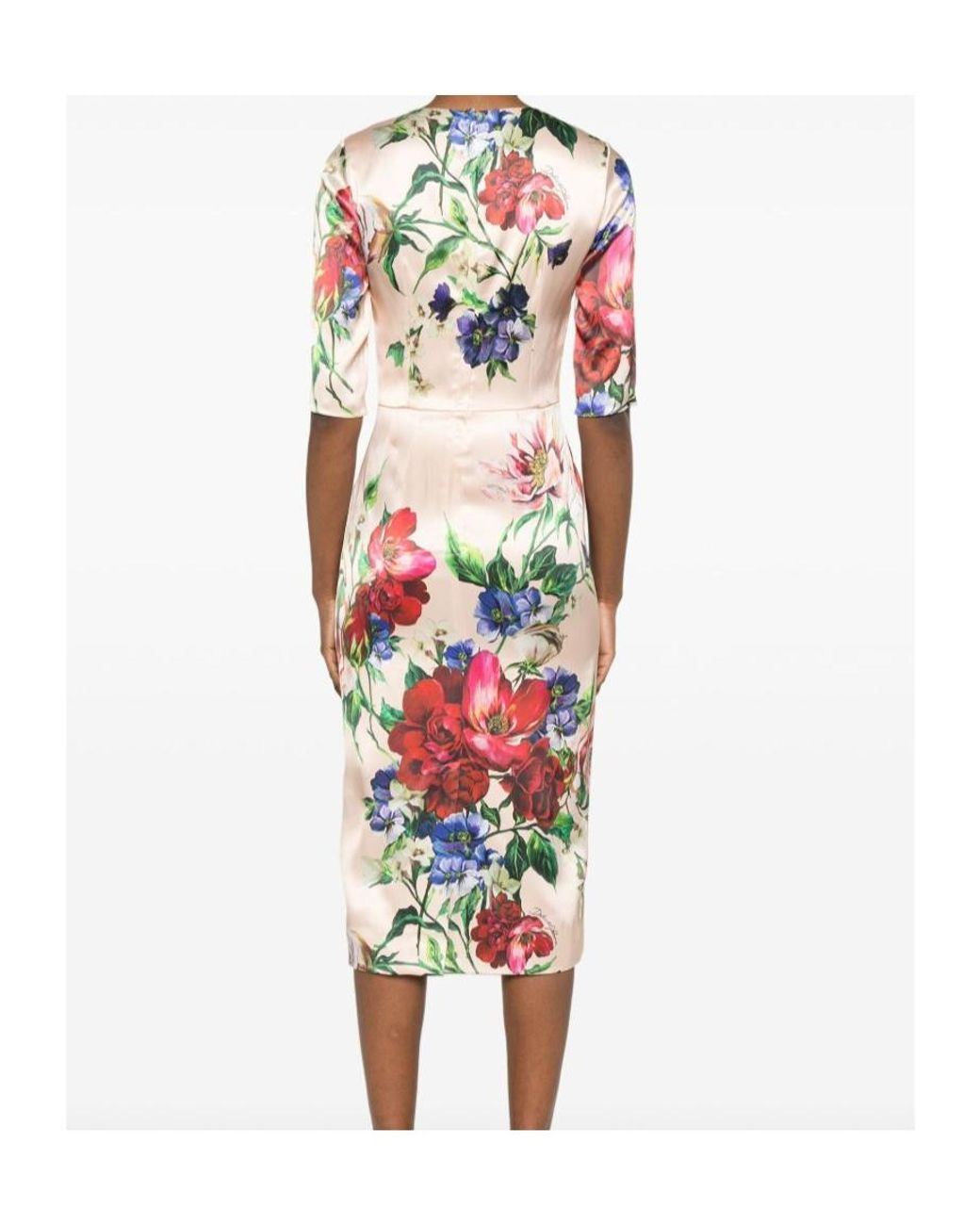 Dolce & Gabbana Pink Floral Printed Midi Dress