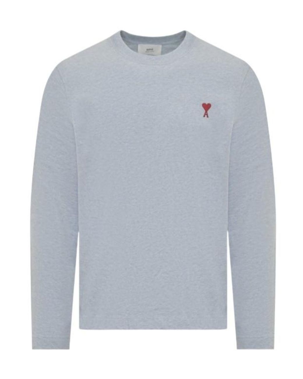 AMI Gray Logo Long-Sleeved T-Shirt for men