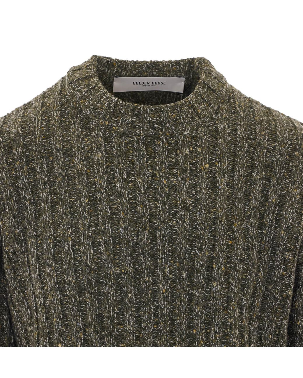Golden Goose Deluxe Brand Green Logo Detailed Crewneck Knit Jumper for men