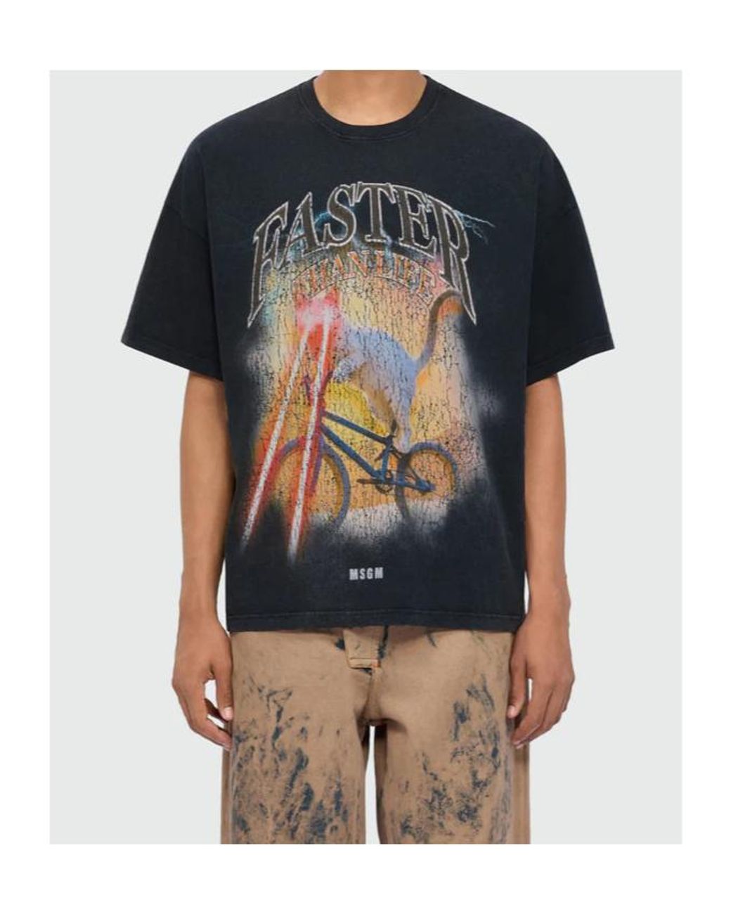 MSGM Black Graphic-Print T-Shirt for men