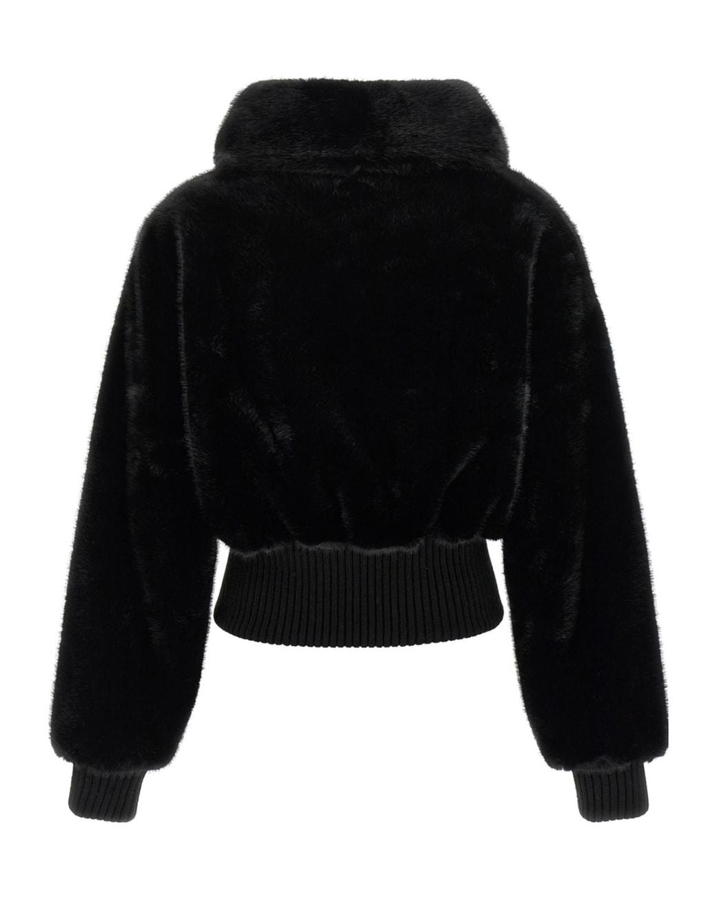 Pinko Black Faux Fur Zip-Up Bomber Jacket