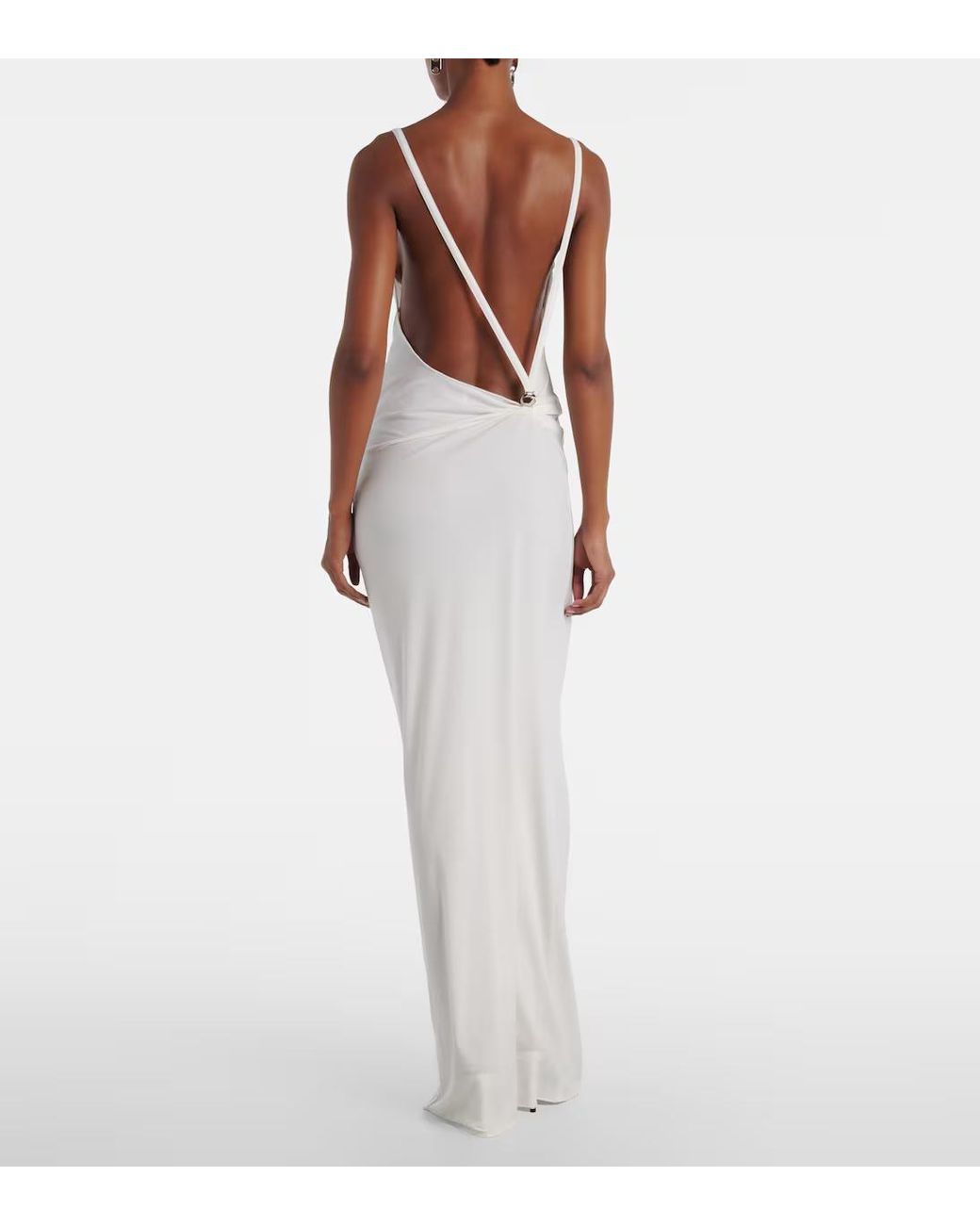 Coperni White Draped Back Knit Super Long Dress