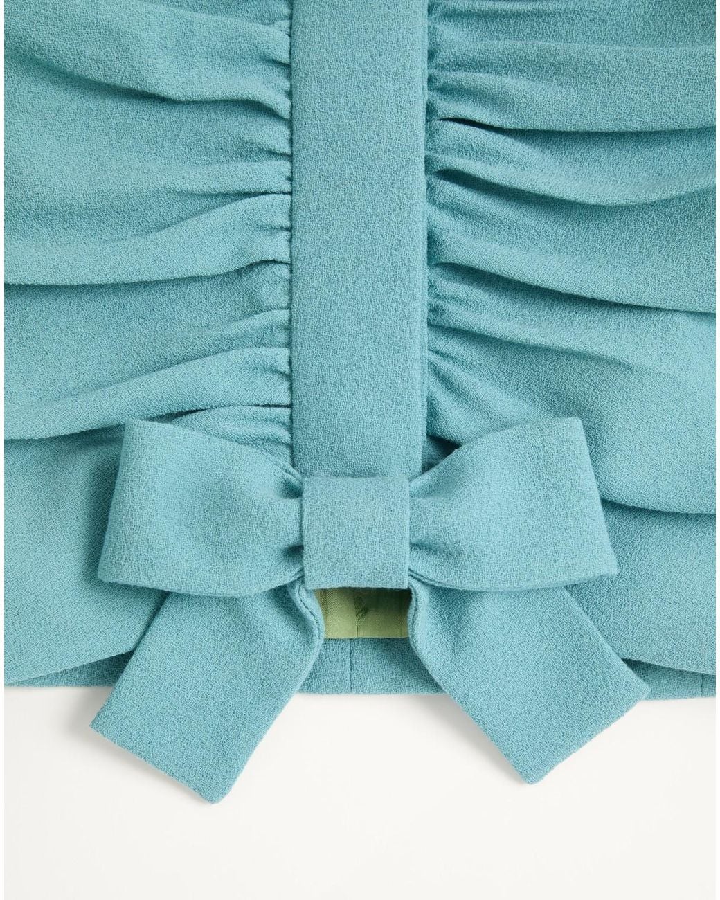 Valentino Blue Bow Detailed Ruched Jacket