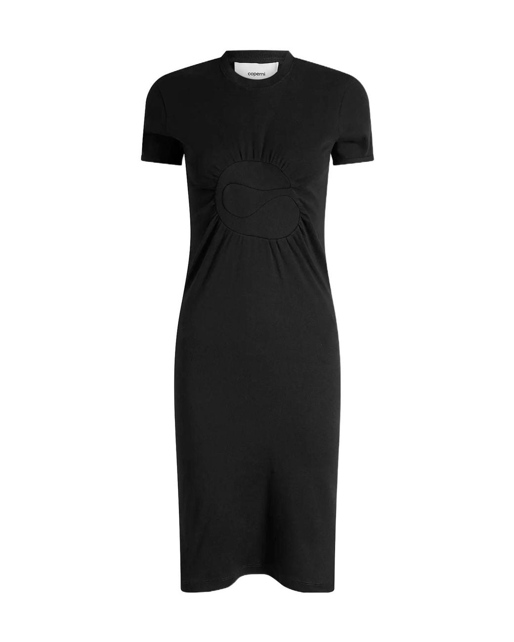 Coperni Black Crewneck Gathered Mini Dress