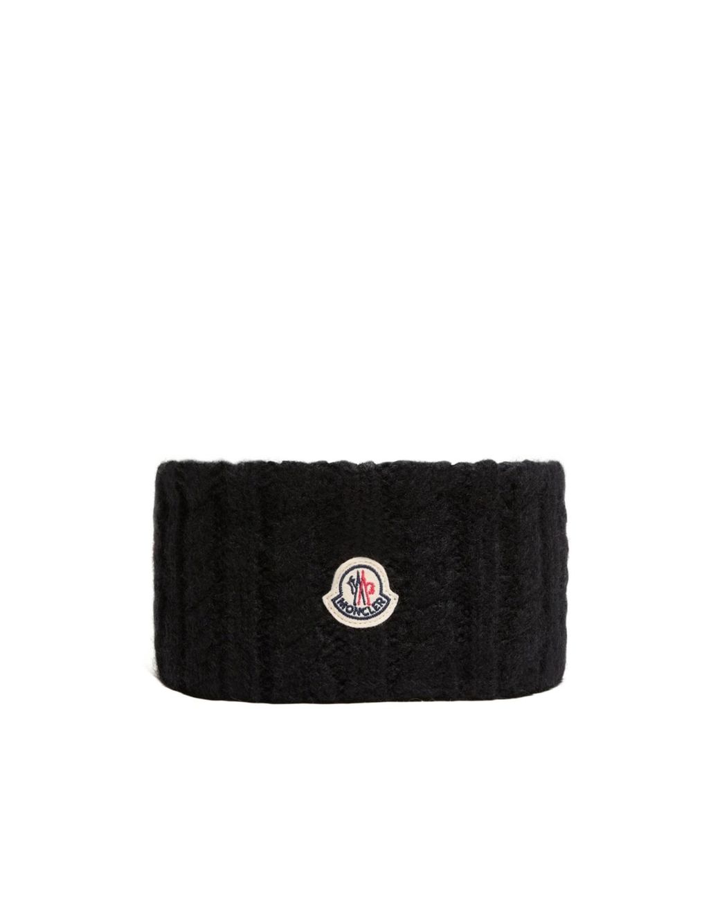 Moncler Black Cable Knitted Logo Headband