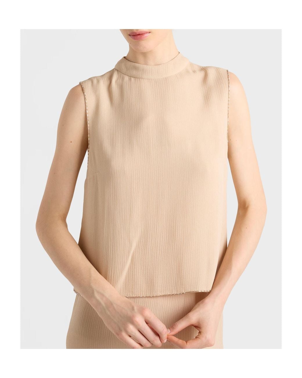 Prada Natural Triple Chiffon Top