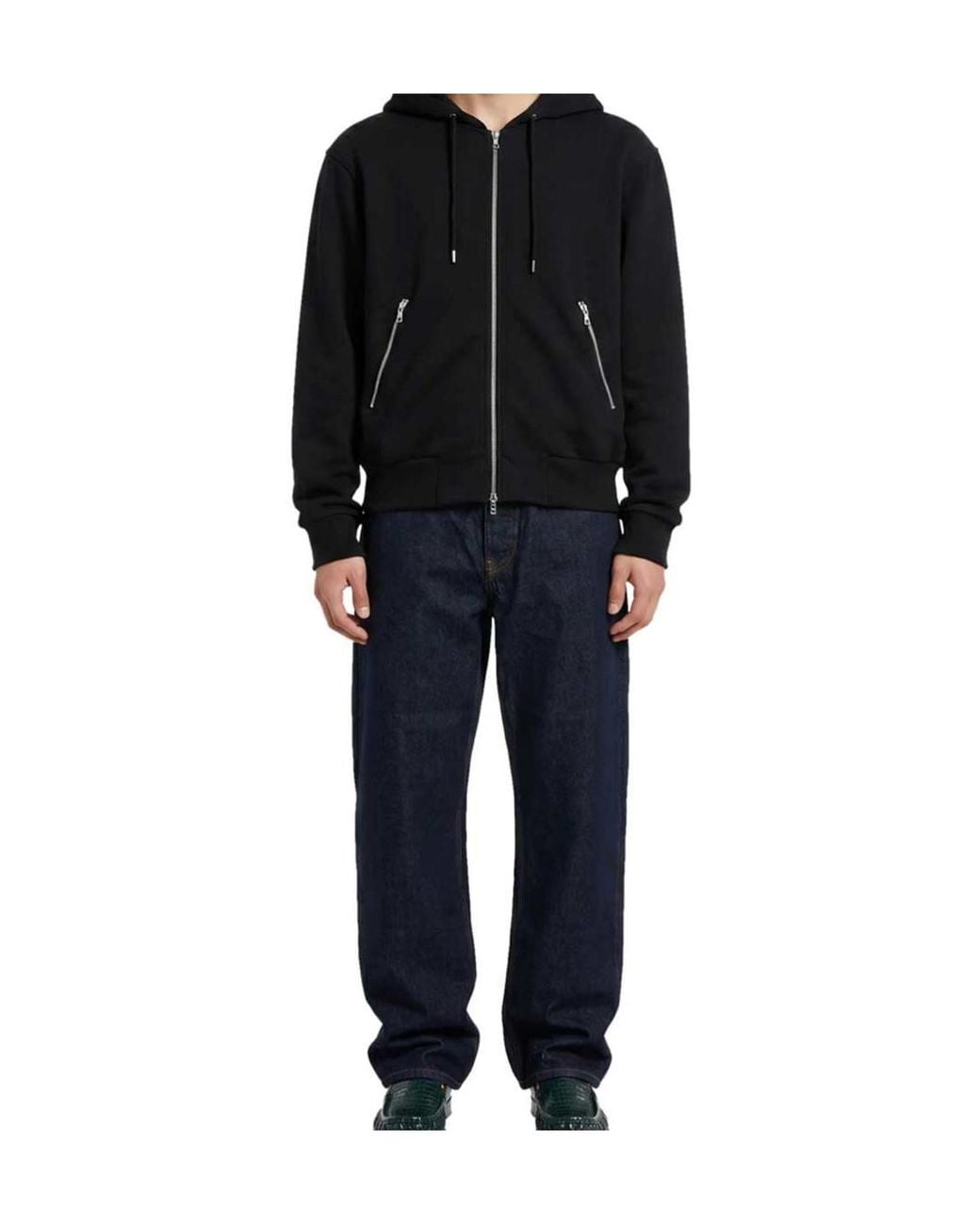Dries Van Noten Black Long-Sleeve Hooded Sweatshirt for men