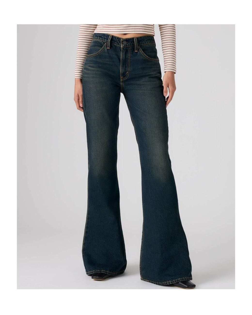 Levi's Blue Puddle Snap Flare High-Rise Jeans