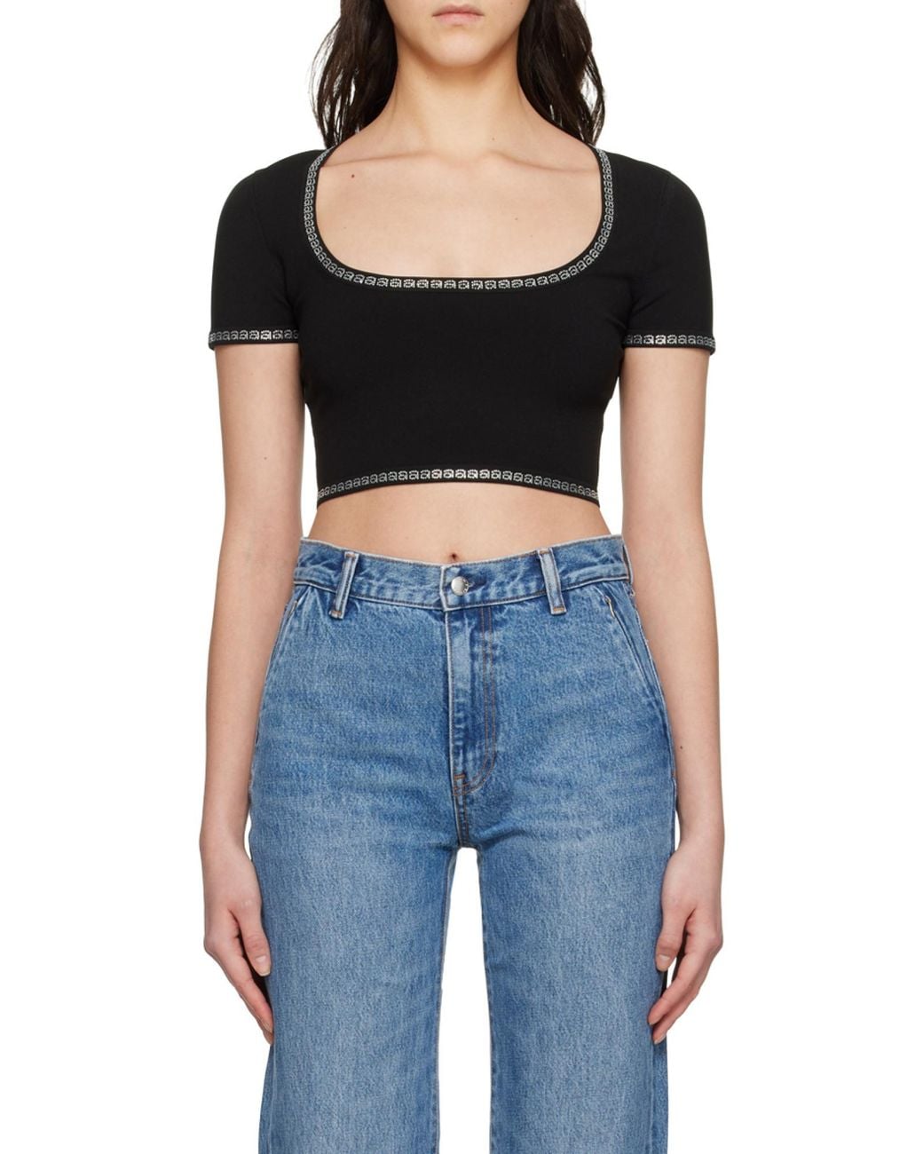 Alexander Wang Black Logo-Detailed Crop Top