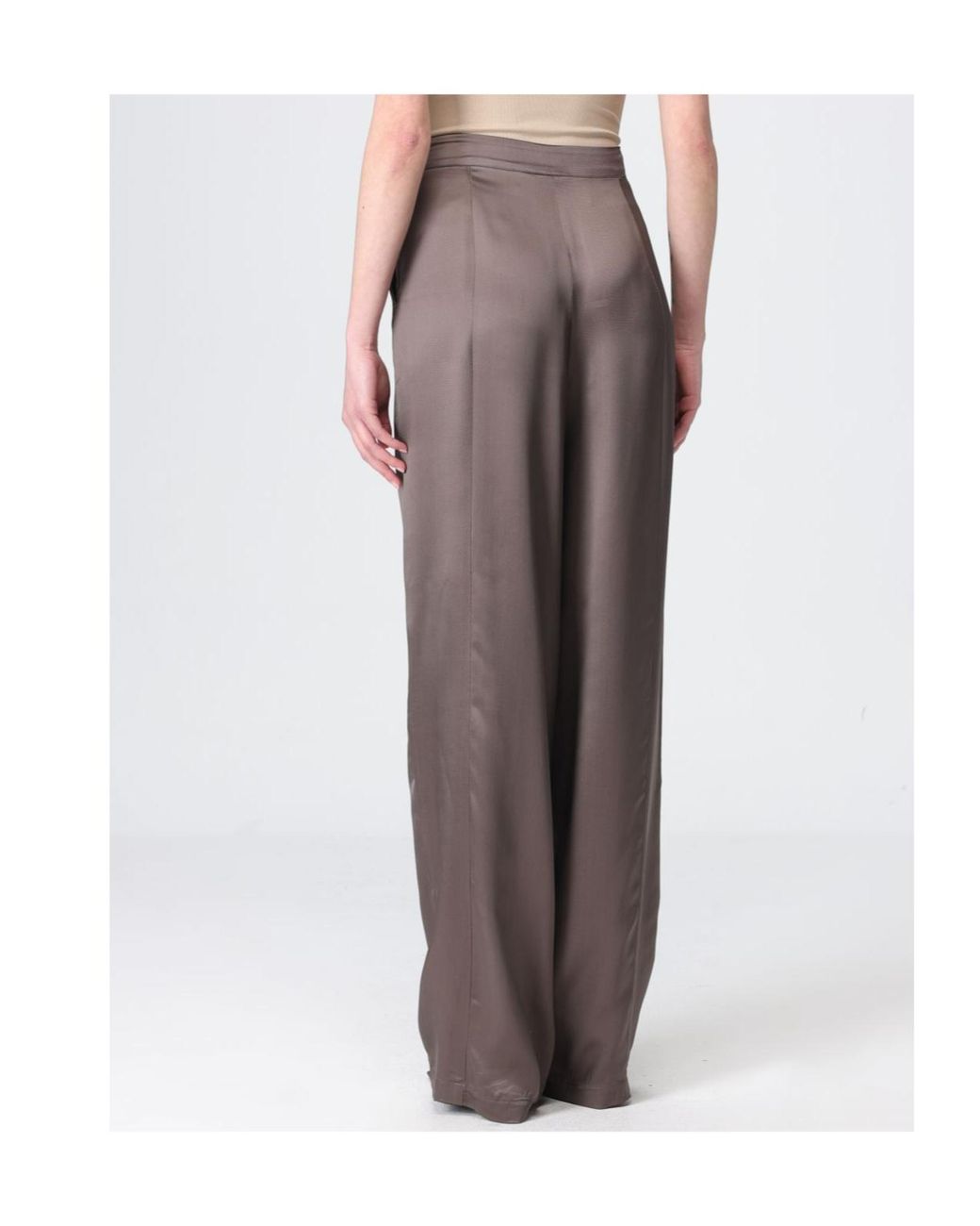 Emporio Armani Brown Wide-Leg Satin Pants