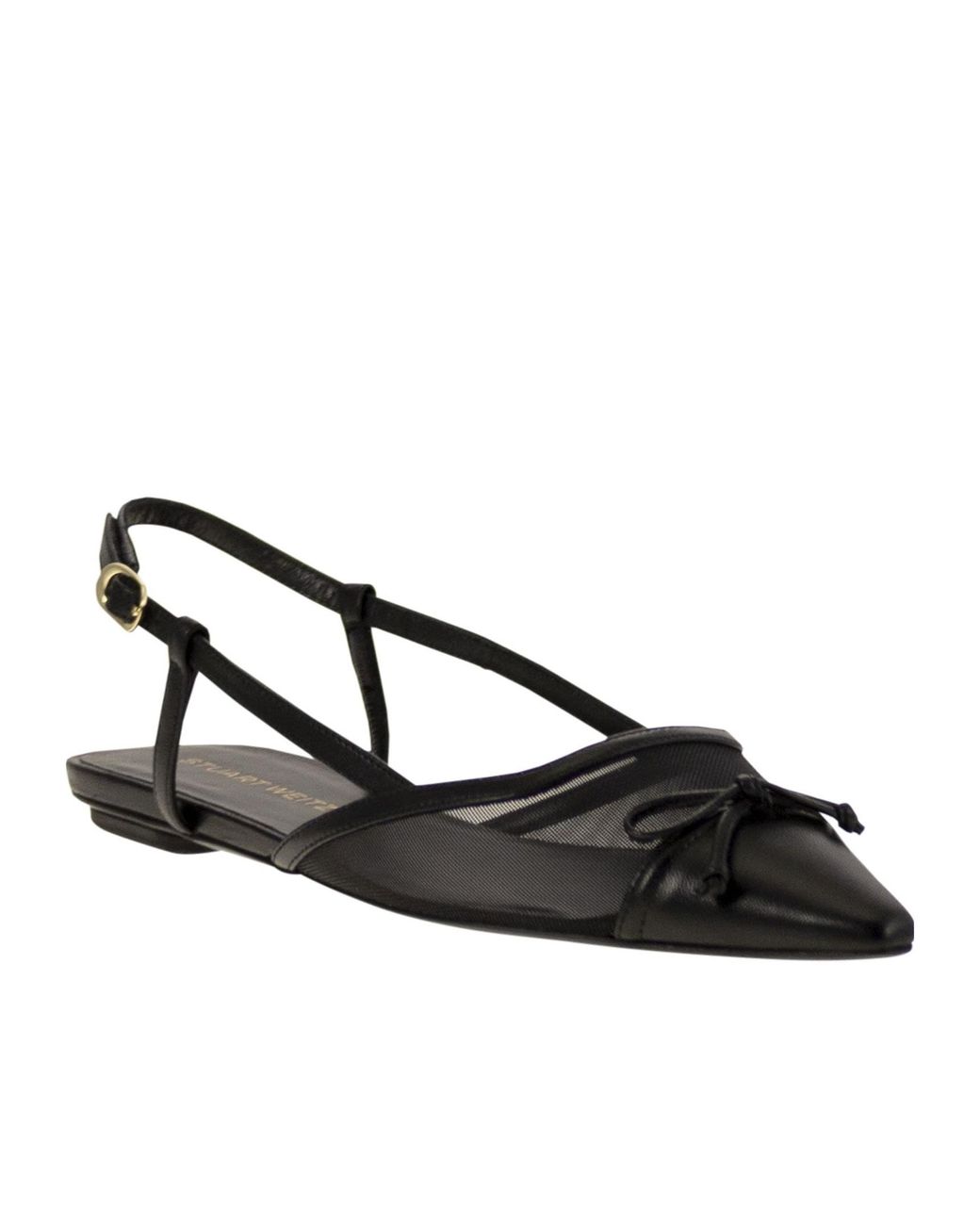 Stuart Weitzman Black Clear Quilted Pointed Flat Sandals