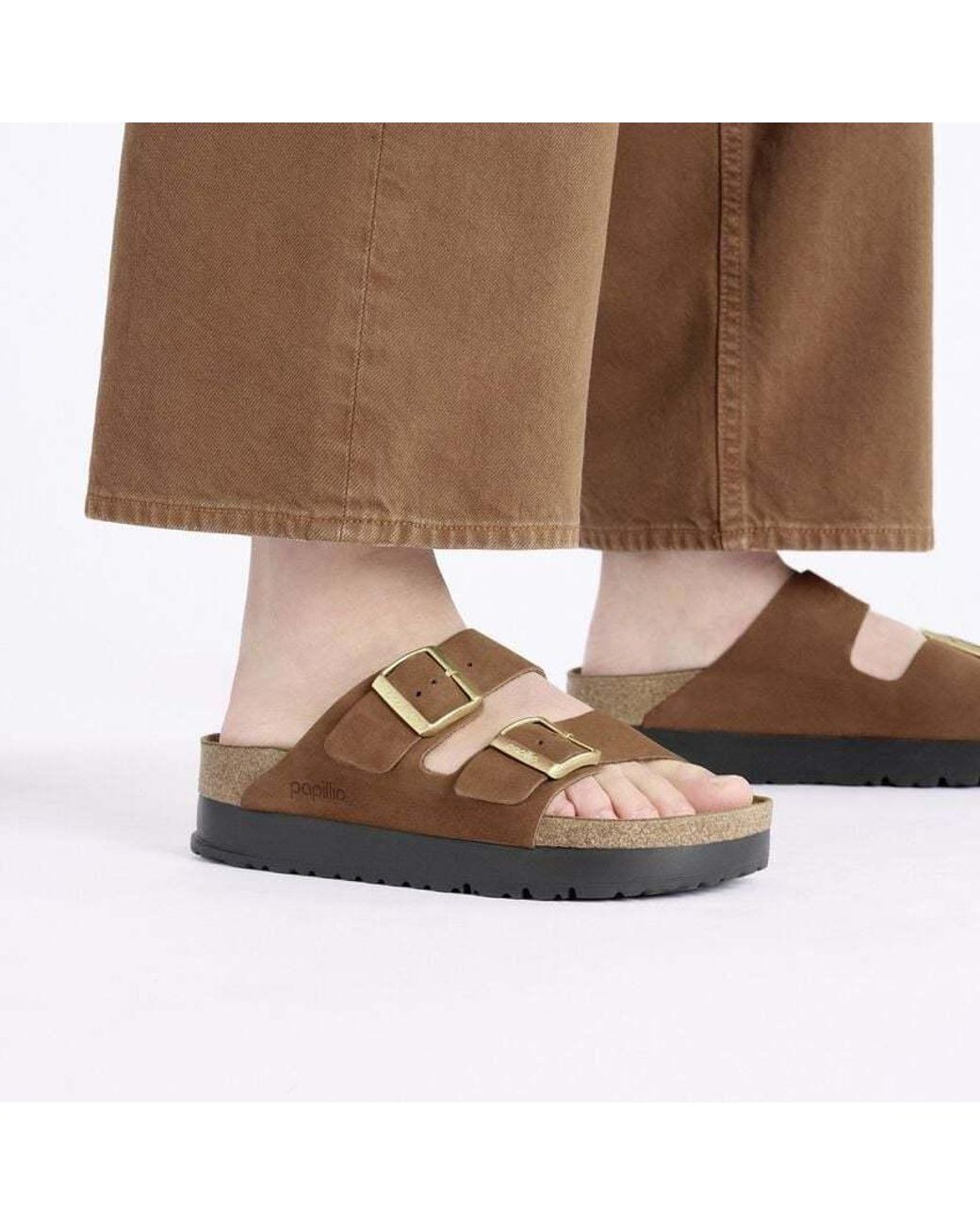 Birkenstock Brown Arizona Pap Flex Platform Sandals
