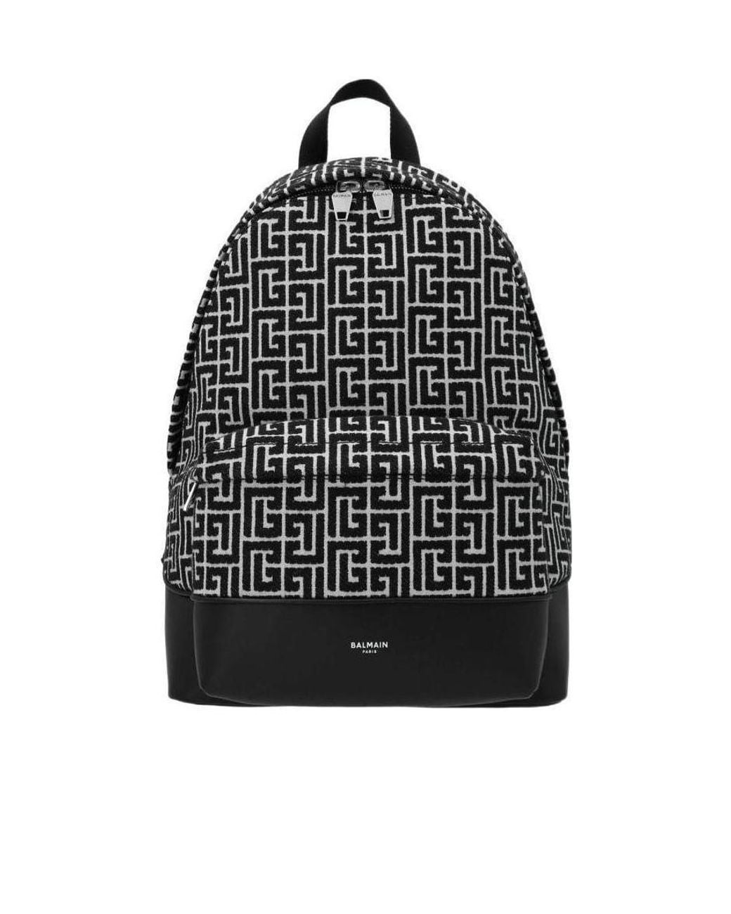 Balmain Black City Monogram Jacquard Backpack for men