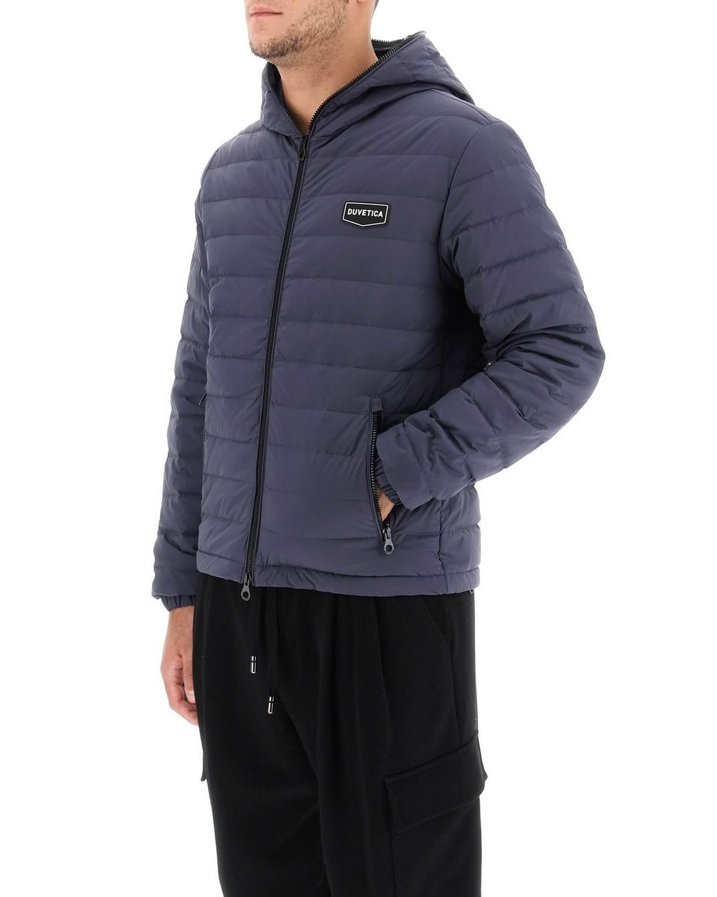 Duvetica Blue Logo-Patch Padded Coat for men