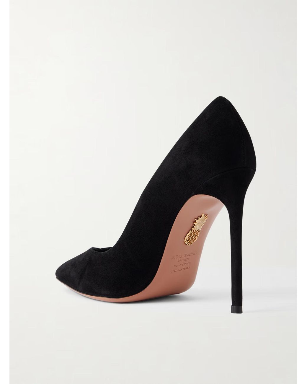 Aquazzura Black Mesh-Paneled Suede Pumps