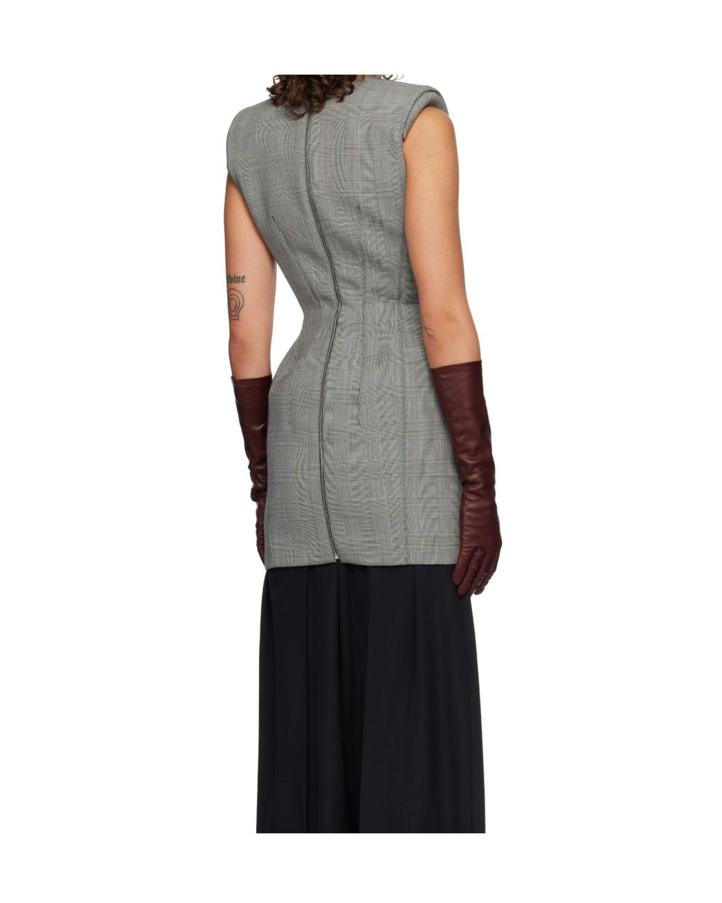 Mugler Black Shoulder Pad Brooch Dress