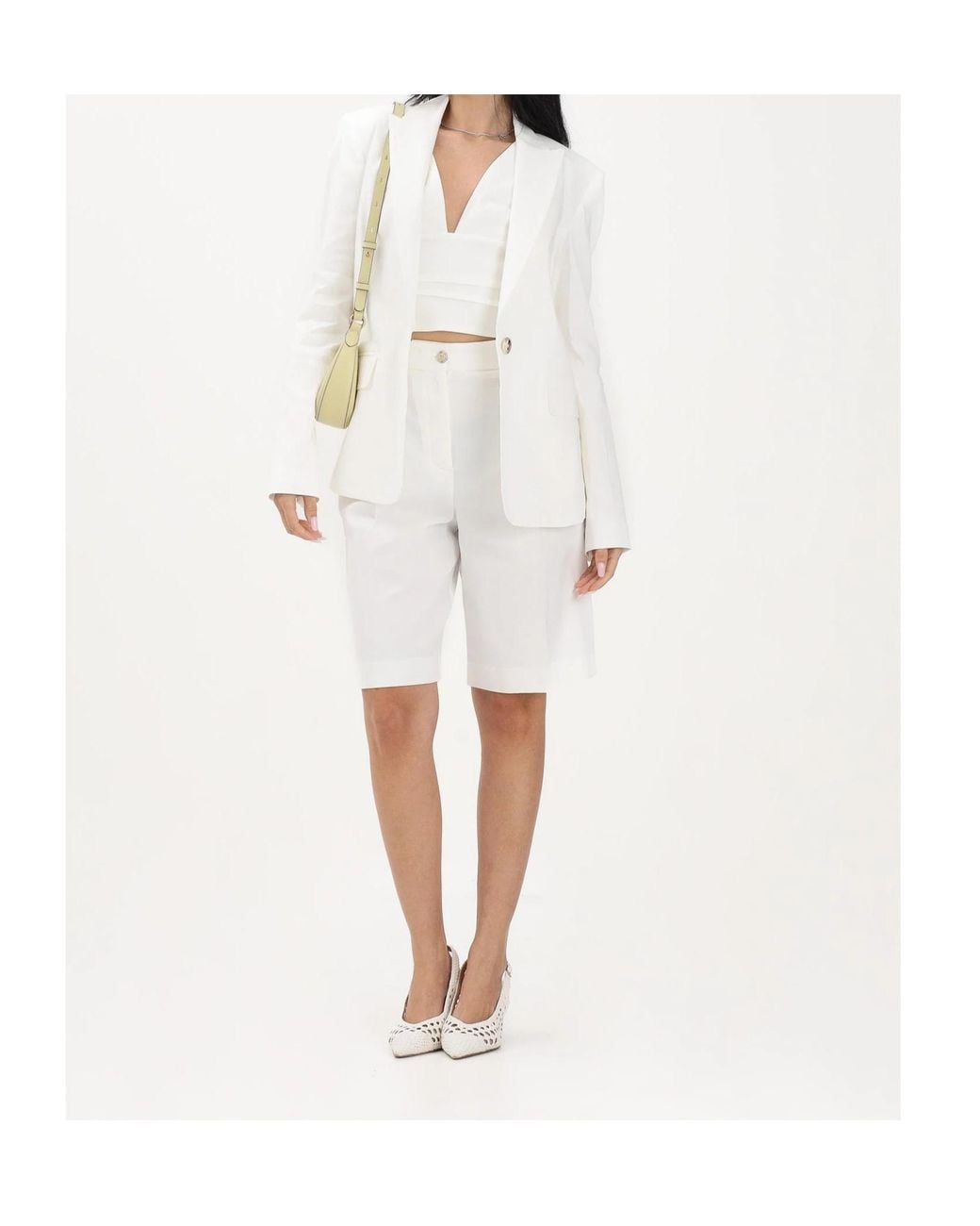 Pinko White Tailored Bermuda Shorts