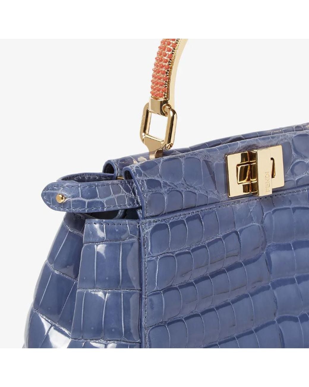 Fendi Blue Peekaboo Mini Crocodile Bag