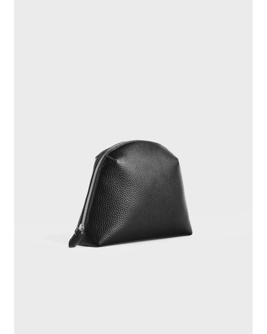 Totême Black Totême Curved Zip Leather Clutch Bag