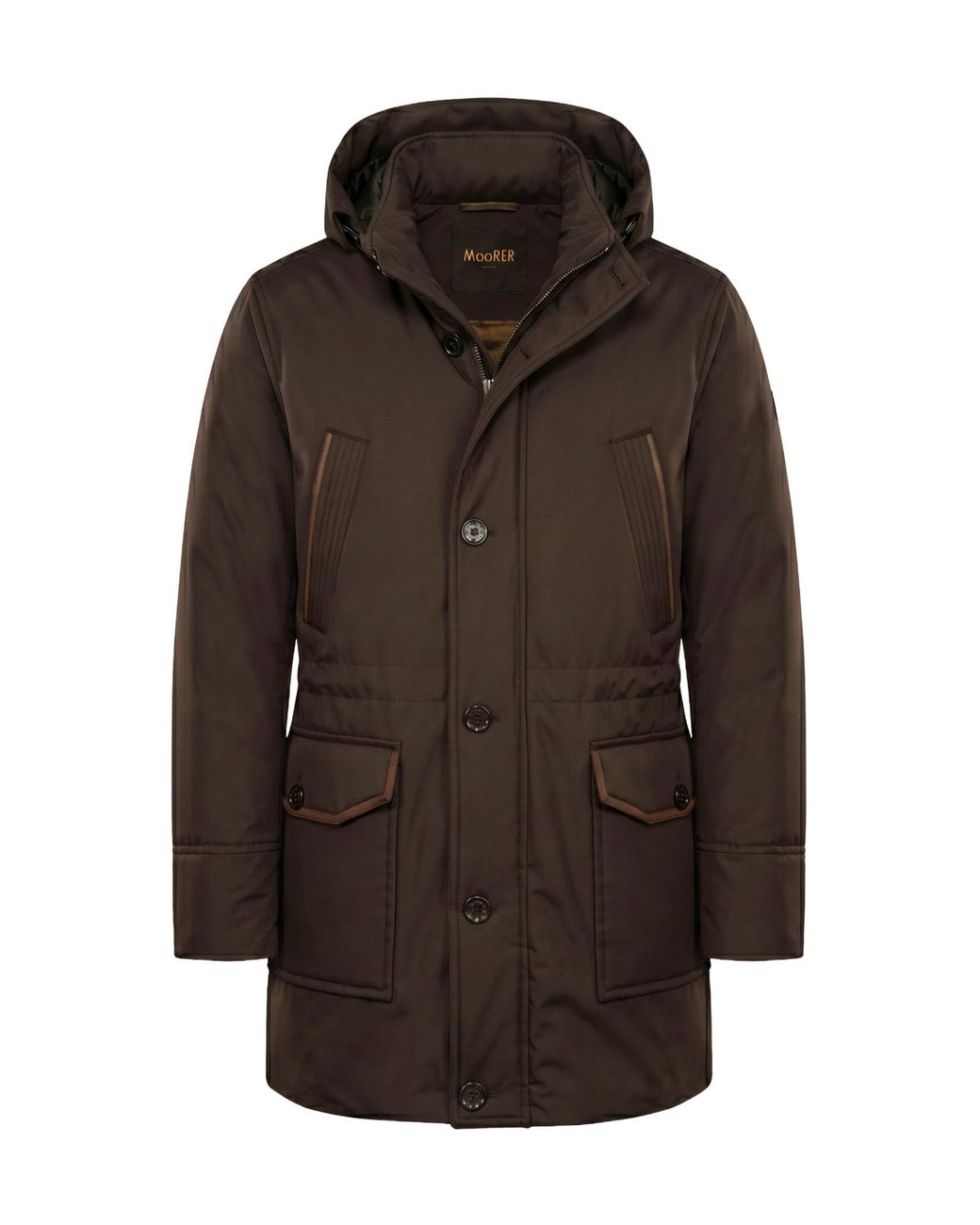 Moorer Brown Baldok Hooded Padded Coat for men
