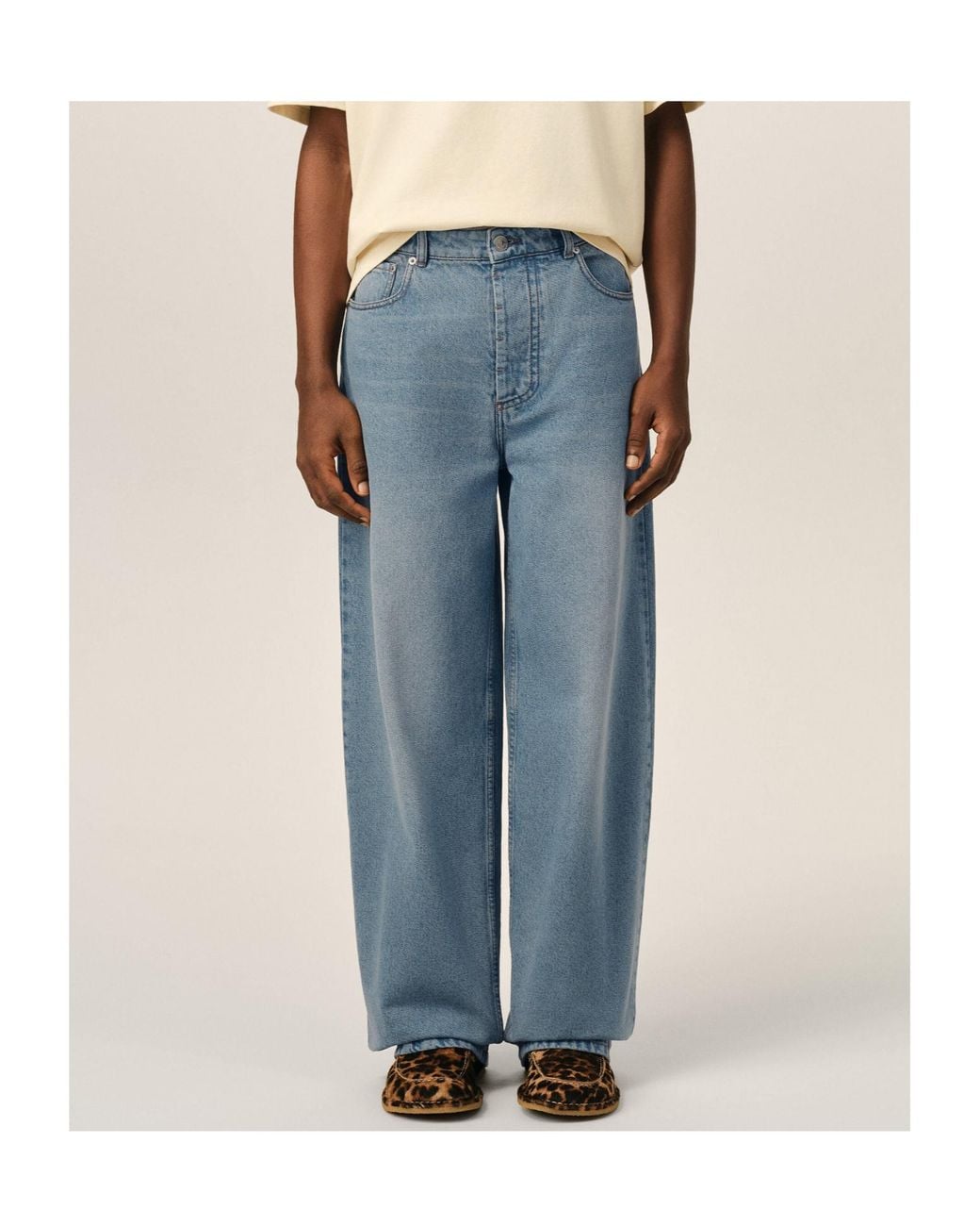 AMI Blue Ami Wide-Leg Jeans for men