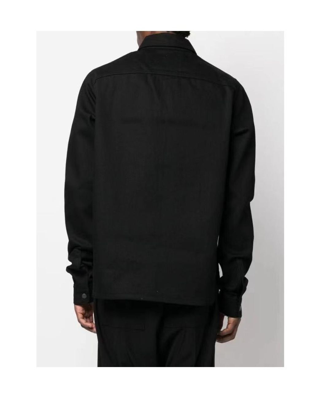 Rick Owens Black Patch Pocket Cotton Shirt Jacket for men