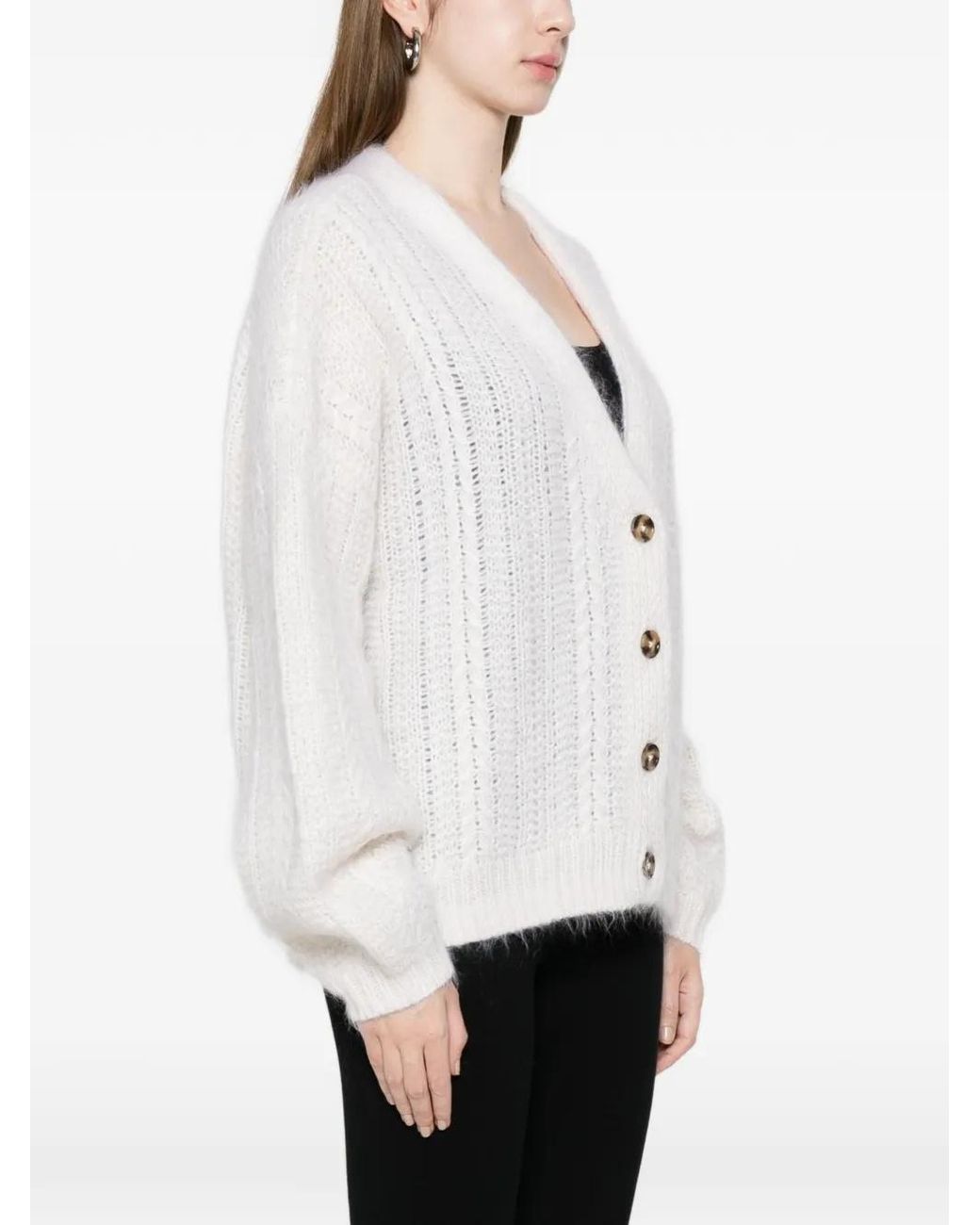 Soft Goat White Buttoned Cardigan