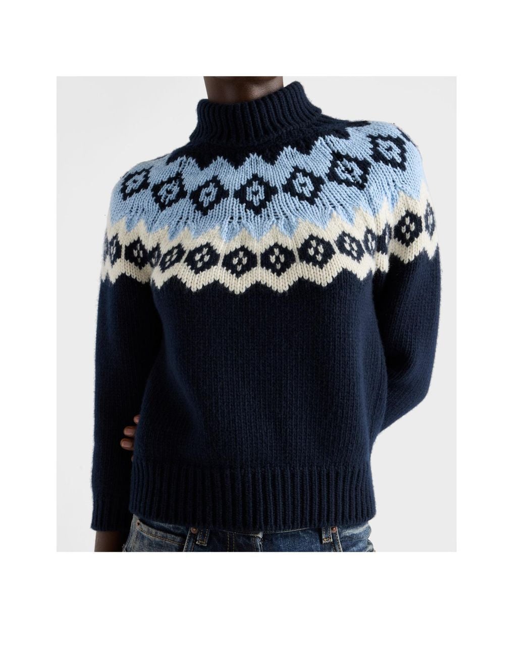 Prada Blue Roll-Neck Knitted Jumper