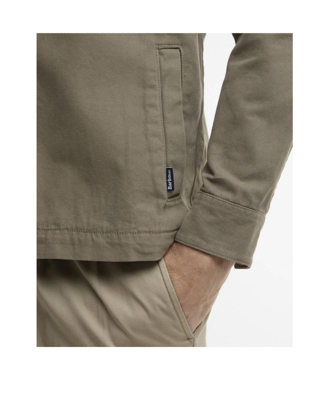Barbour Green Washed Cotton Overshirt for men