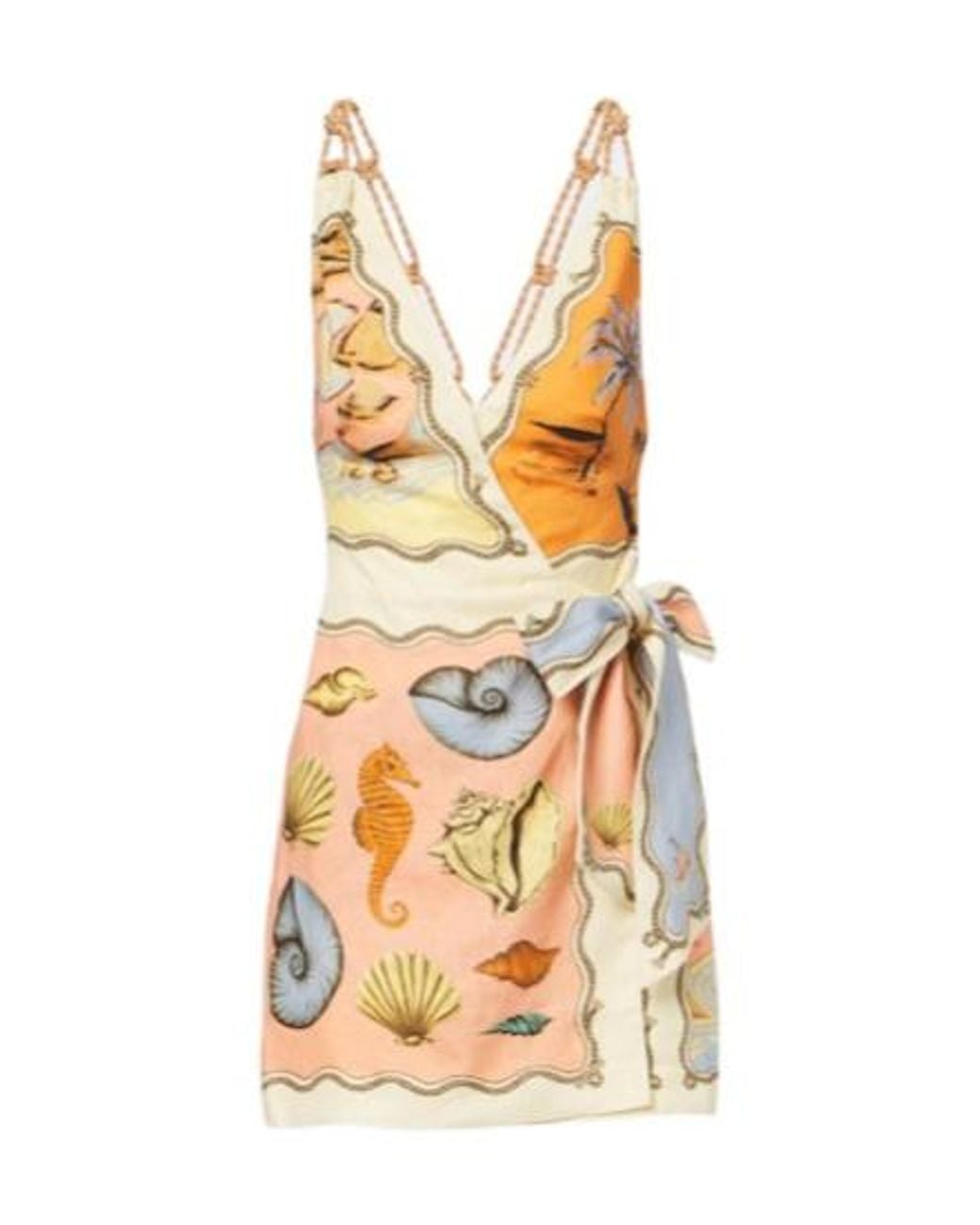 Farm Rio Metallic Rio Souvenir Printed Linen Minidress