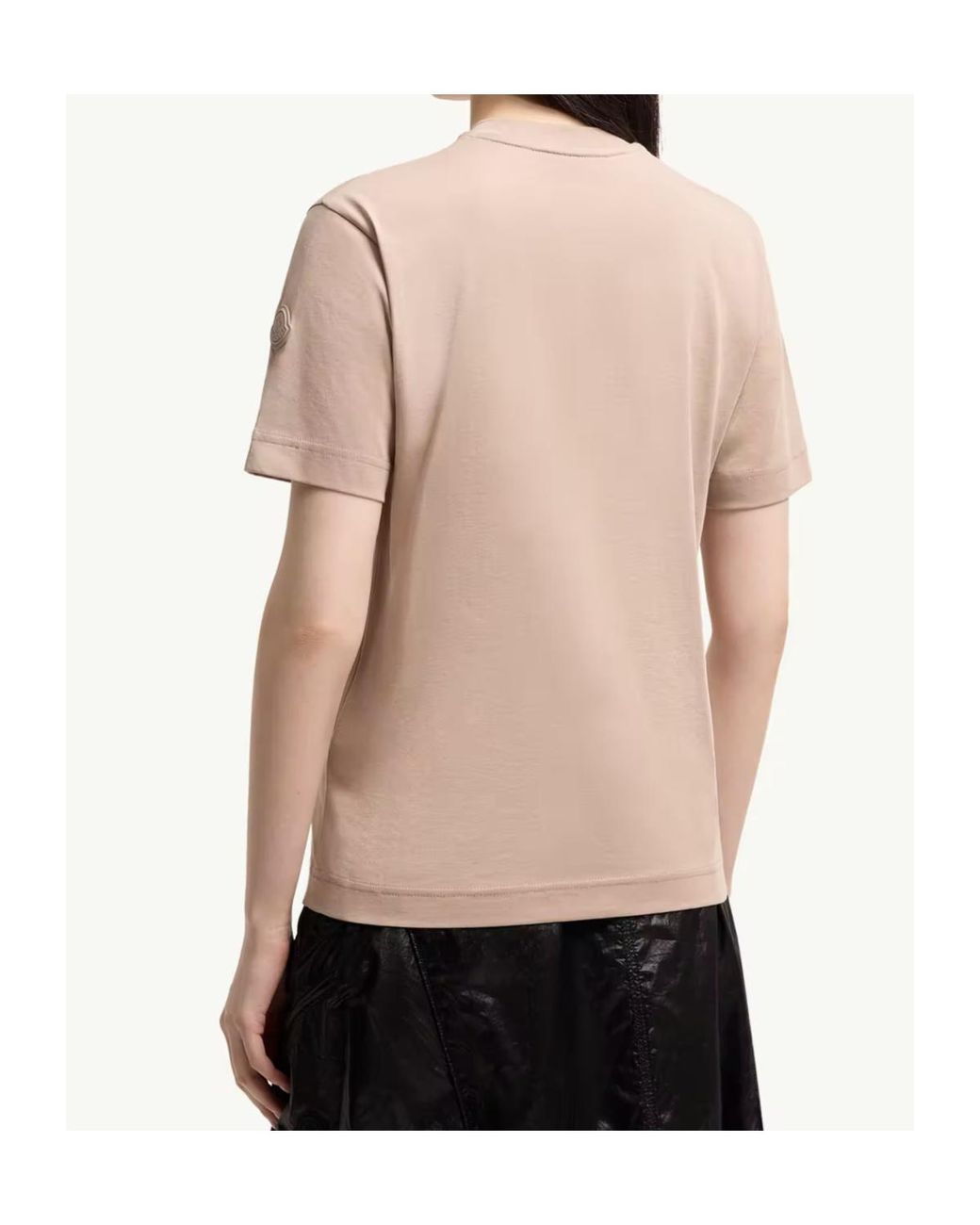 Moncler Natural Cotton Jersey T-Shirt With Pleated Pocket