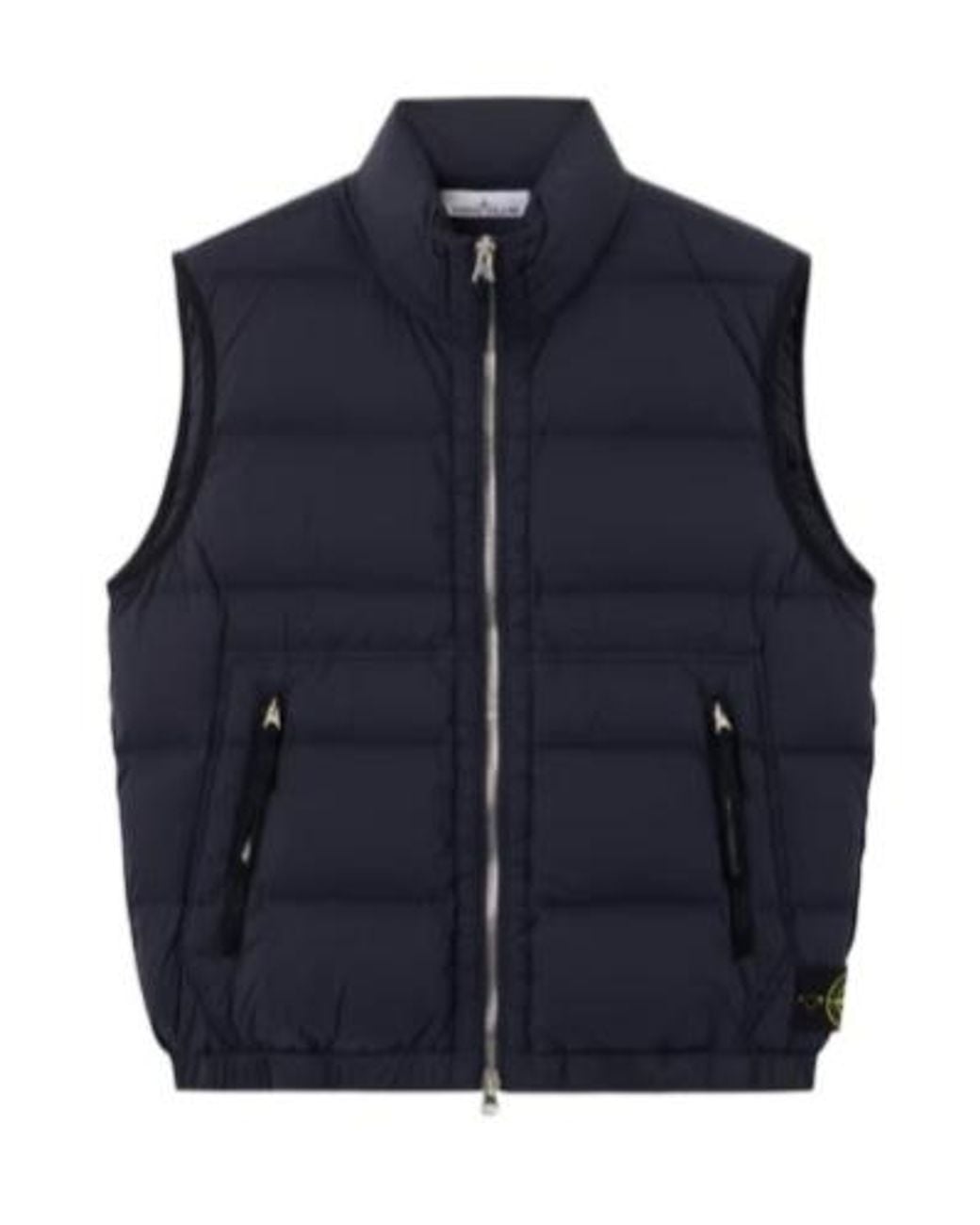 Stone Island Blue Logo Patch Zip-Up Vest for men