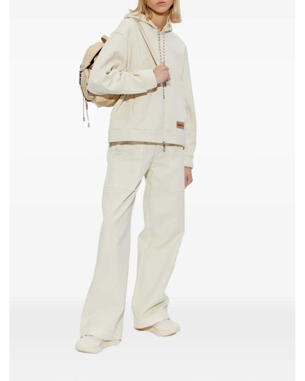 Moncler White Drawstring Hoodie