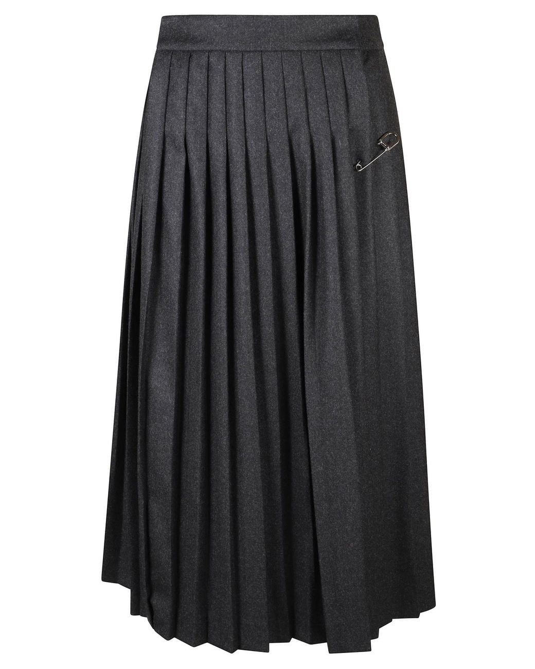 Prada Gray Pleated Wool Flannel Skirt