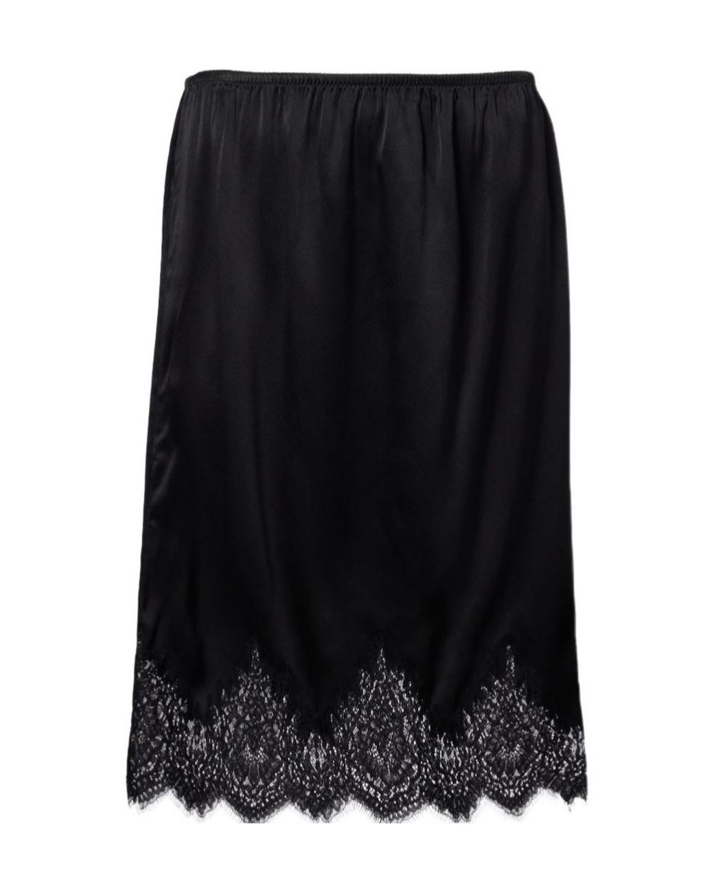 Nili Lotan Black Thea Lace-Trimmed Silk Midi Skirt