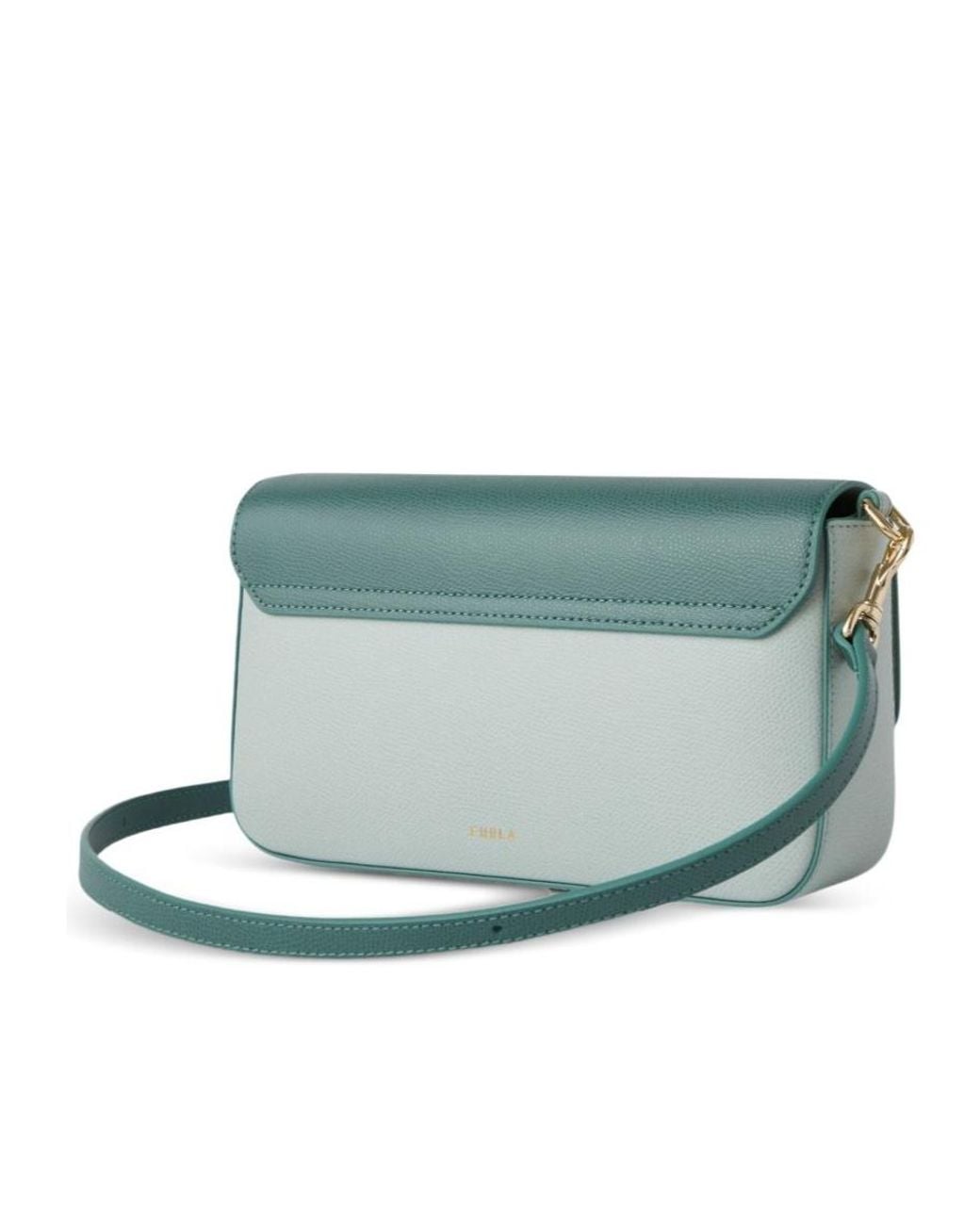 Furla Green Iride Two-Tone Pebbled-Leather Shoulder Bag