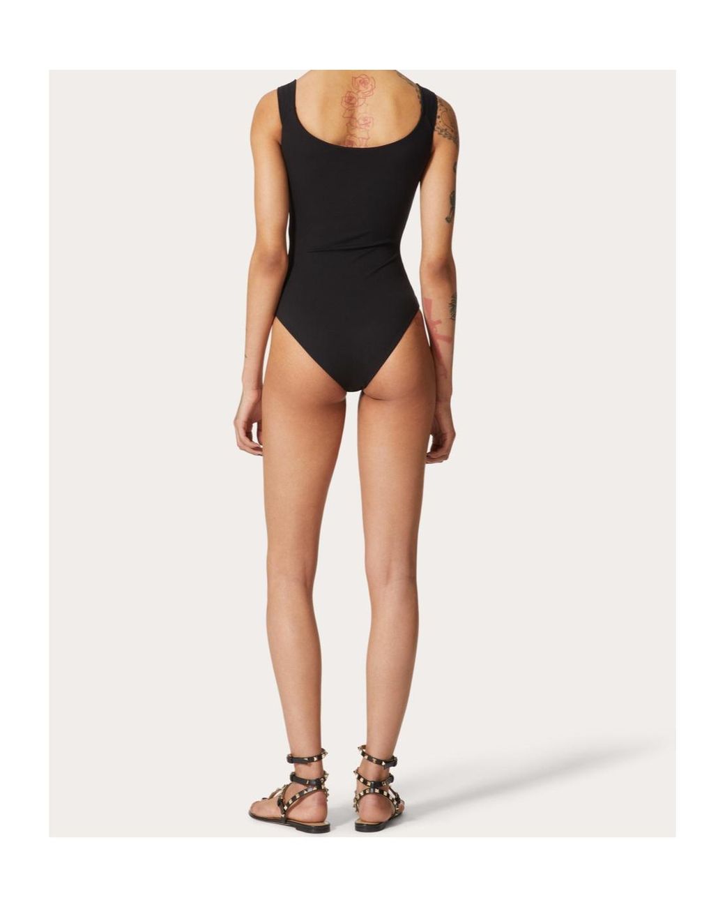 Valentino Black Floral Detailed One-Piece Swimsuit
