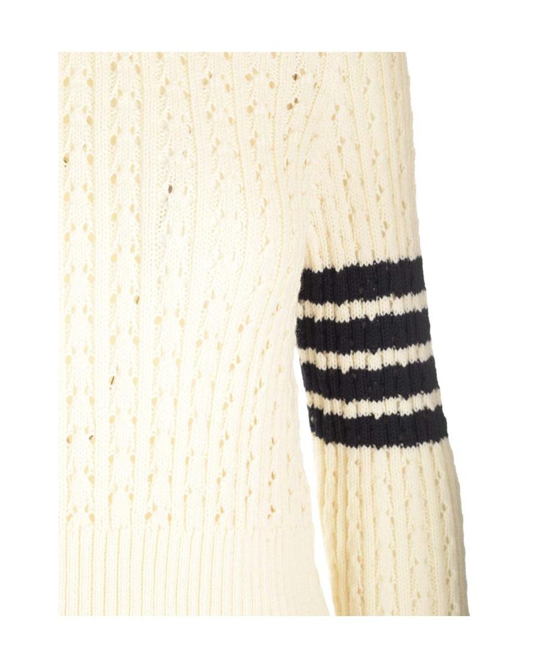 Thom Browne Natural 4-Bar Crewneck Jumper