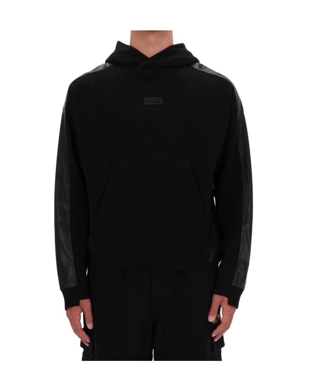 Versace Jeans Black Couture Long Sleeve Logo Hoodie for men