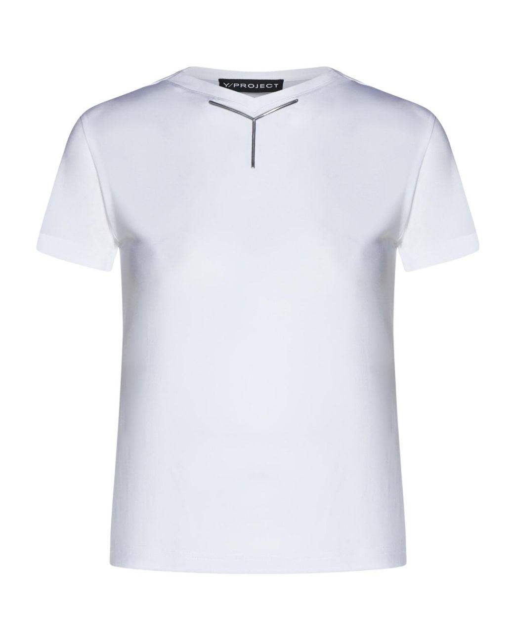 Y. Project White Y Detailed Crewneck T-Shirt